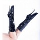 BONDAGE Black Knee High Ballet Boots Back Lace Up with Foot