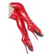 BALLET Red Thigh High Boots Lace Up 7 Inch Heel