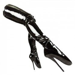 BALLET Black Stretch Thigh High Boots 7 Inch Heel