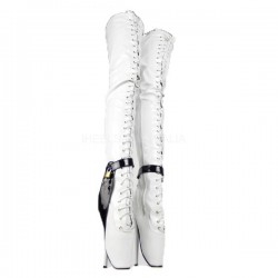 BALLET White Lockable Thigh High Boots BDSM