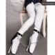 BALLET White Lockable Thigh High Boots BDSM with Foot