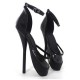 FETISH Ballet Shoes Ankle Strap Black/Clear 7 Inch Spike Heel