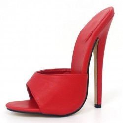 DRAG Red Fetish 7 Inch High Heel Mules/Slides