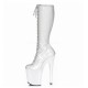FLAMINGO White Pole Dance Knee High Boots Lace Up Platform 8 Inch Heel