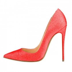 ELLIE Red Glitter Pointy 12cm Stiletto Heel Pumps
