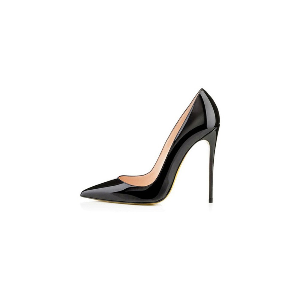 ELLIE Classic Black Pointy 12cm Stiletto Heel Pumps