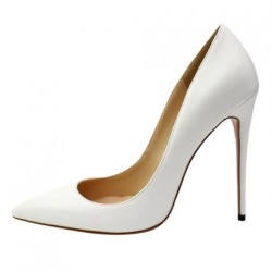 ELLIE Classic White Patent Pointy 12cm Stiletto Heel Pumps