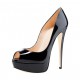 ELLIE Black 5 Inch Peep toe Platform Stiletto Heels Side