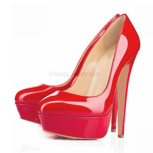 ELLIE Red Closed Toe 5 Inch Platform High Heels