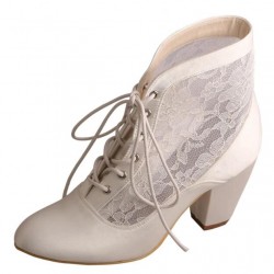 ELLEN Satin/Lace Wedding Ankle Boots