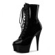 DELIGHT Black 6 Inch Platform Heel Pole Dance Ankle Boots Front Lace Up