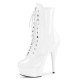 DELIGHT White 6 Inch Platform Heel Pole Dance Ankle Boots Front Lace Up