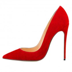 ELLIE Classic Red Suede Pointy 12cm Stiletto Heel Pumps