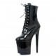 GAGA Black 8 Inch Platform Heel Pole Dance Ankle Boots Lace Up