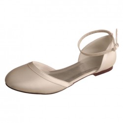 ELLEN Ivory Retro Wedding Shoes Flat Heel
