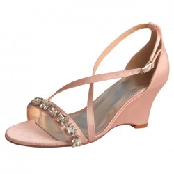 ELLEN Sparkly Dusty Pink Wedge Wedding Sandals