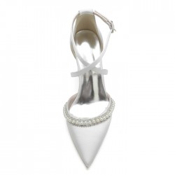 BELLA White Pearl Wedding Block Heels