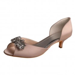 ELLEN Nude Sparkly Open Toe Wedding Low Heels