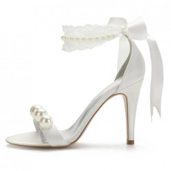 BELLA Ivory Statement Pearl Wedding High Heels side view