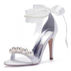 BELLA White Statement Pearl Wedding High Heels