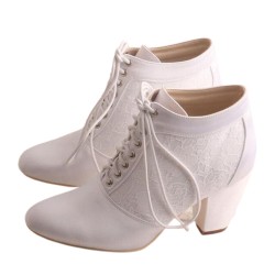 ELLEN White Wedding Ankle Boots