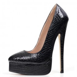 GAGA Black Snake Fetish High Heel Platform Drag Pumps