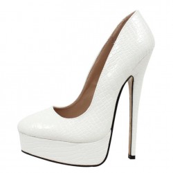 GAGA White Snake Fetish High Heel Platform Drag Pumps