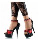 DELIGHT Black/Red Pinup 6 Inch Platform High Heels with Bow/Studs