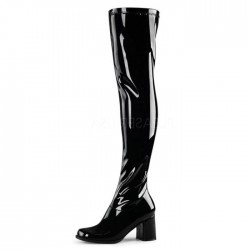 GAGA Black Patent Thigh High Gogo Boots
