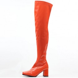 GAGA Red Gogo Boots Thigh High Stretch