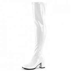 GAGA White Gogo Boots Thigh High Stretch