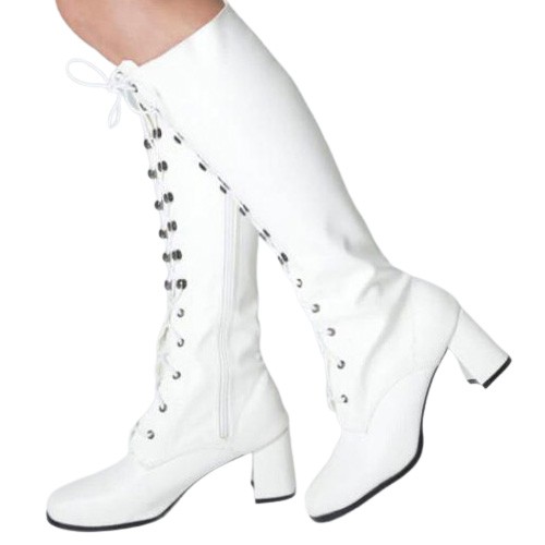 GAGA 1970s Inspired Patent Leather Knee High Lace Up Gogo Boots