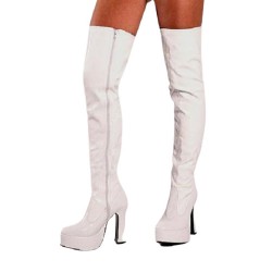 GAGA White Tall Gogo Boots Platform Thigh High Stretch