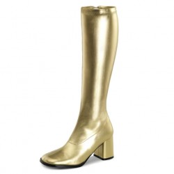 GAGA Gold Gogo Boots Knee High Zip Up