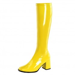 GAGA Yellow Gogo Boots Knee High Zip Up