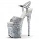 FLAMINGO Silver Sparkly Platform 8 Inch Stripper Heels