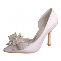 ELLEN White Wedding High Heels with Tulle Bow