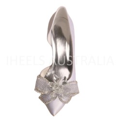 ELLEN White Wedding High Heels with Tulle Bow