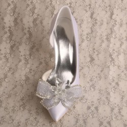 ELLEN White Wedding High Heels with Tulle Bow