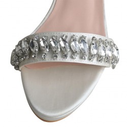 ELLEN Sparkly Ivory Wedding Shoes Platform Block Heel