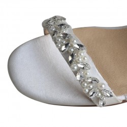 ELLEN Sparkly Ivory Wedding Sandals Block Heel