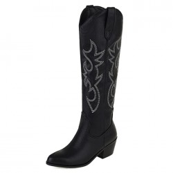 CUTE Black Knee High Cowgirl Boots