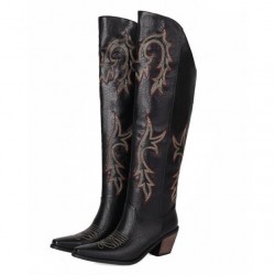 CUTE Black Tall Knee High Cowgirl Boots