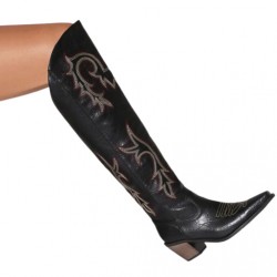 CUTE Black Tall Knee High Cowgirl Boots