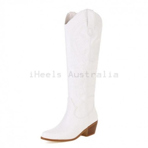 CUTE White Knee High Cowgirl Boots