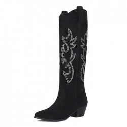 CUTE Black Glitter Rhinestone Knee High Cowgirl Boots