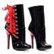 SCREAM Sexy Black/Red 5 Inch High Heel Ankle Boots Side Lace Up