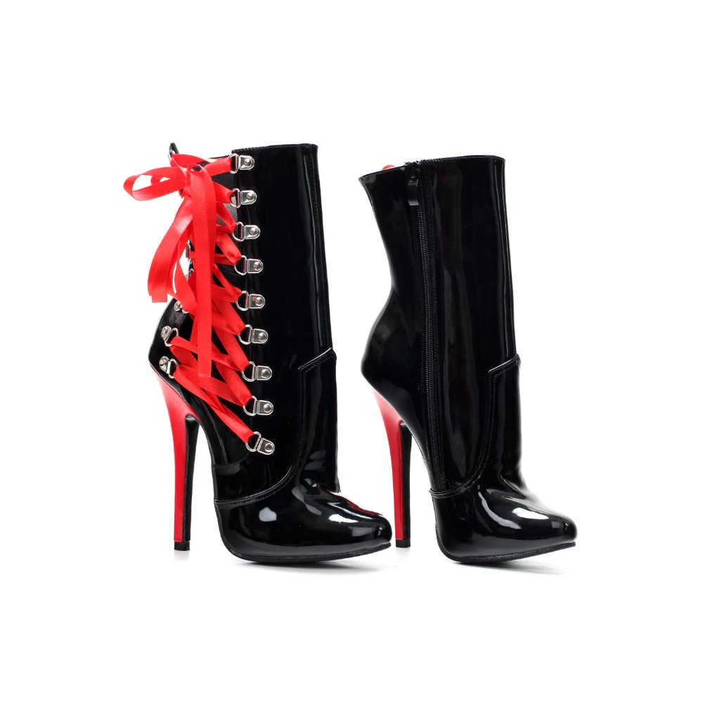 SCREAM Sexy Black/Red 5 Inch Ankle High Heel Boots