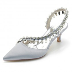 BELLA Silver Sparkly Slingback Wedding Low Heels