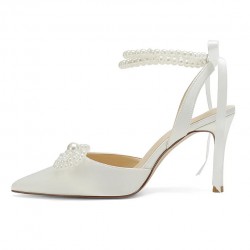BELLINA Designer Wedding Shoes with Double Pearl Bow